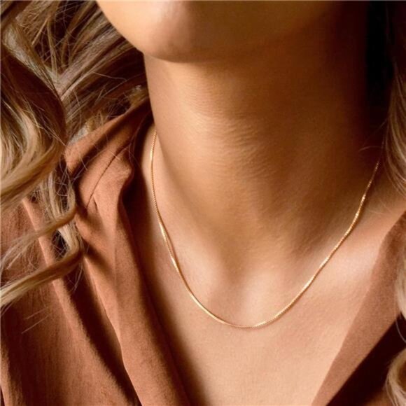 3 Gold Layered Necklaces Anastasia, 14K Gold Plated Dainty Gold Chain Choker - Picture 3 of 8